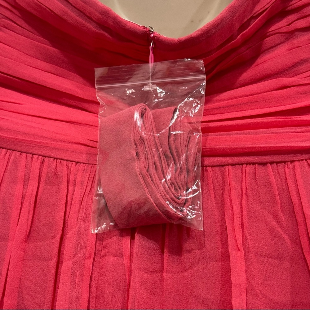 Donna Morgan‎ Silk Audrey Strapless Chiffon Gown Size 22W Color Honeysuckle - Picture 8 of 10
